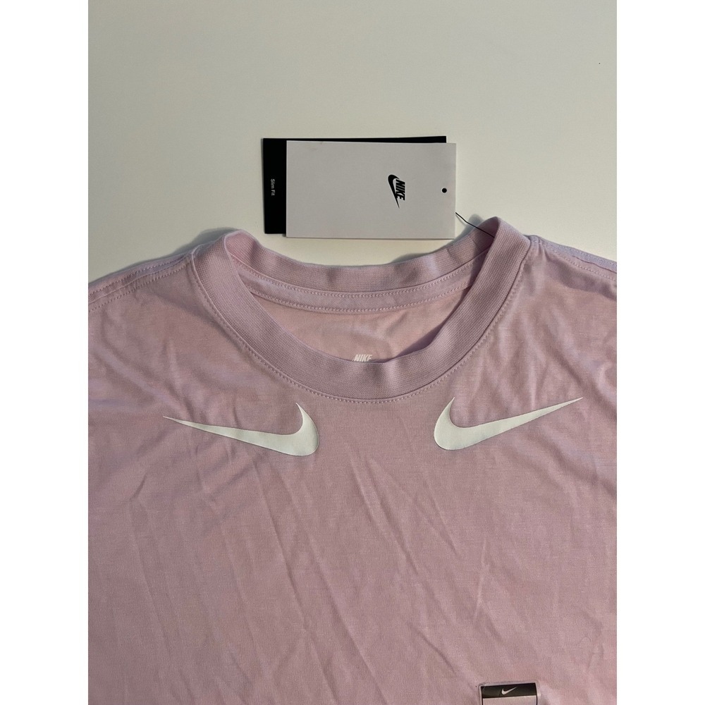 Nike Slim Fit Sportswear Essential Double Swoosh Crop Top Pink Women's Medium - Picture 4 of 10